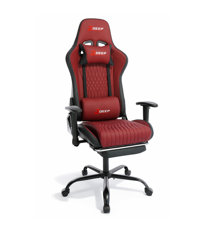 Ergonomischer roter Gaming-Stuhl mit Fußstütze und Höhenverstellung – Gamer-Stuhl für Büro und Zimmer