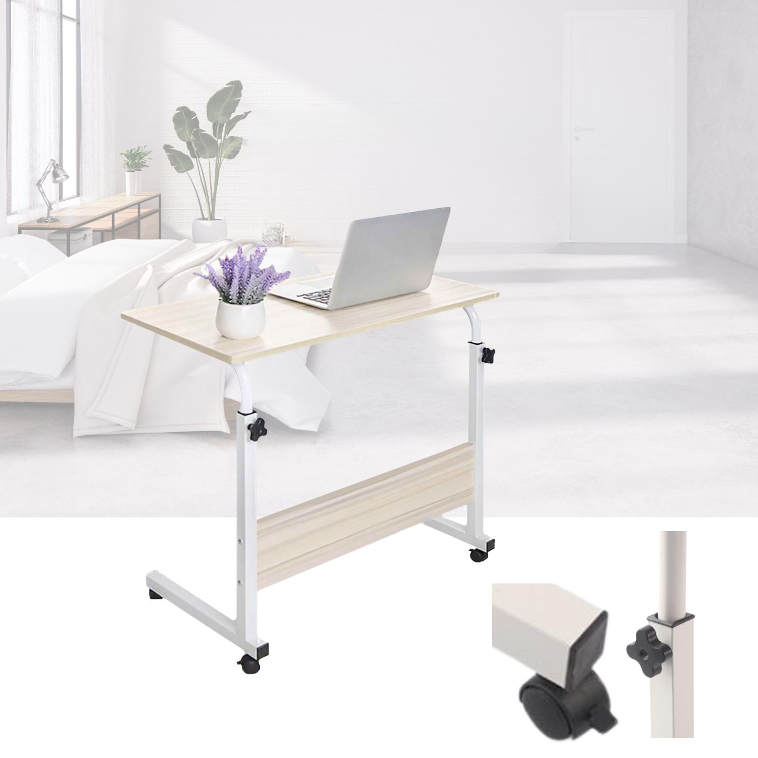 Mobiler Laptop-Tisch / Mobiler Kaffeetisch - weiß