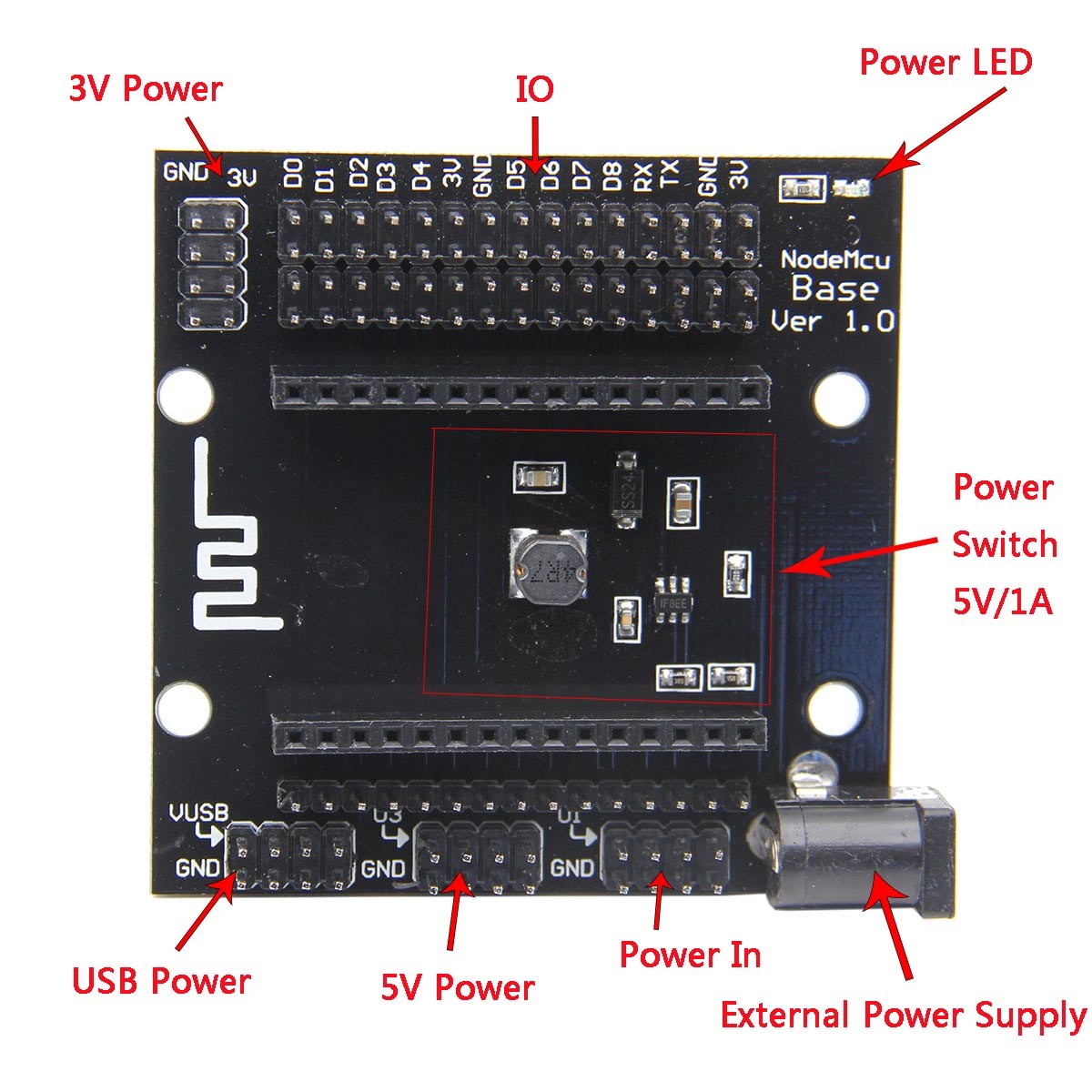 ESP8266 NODEMCU BASE I/O Breakout Sensor Shield Expansion Board Dev Kit ESP8266 NODEMCU BASE I/O Breakout Sensor Shield Expansion Board Dev Kit