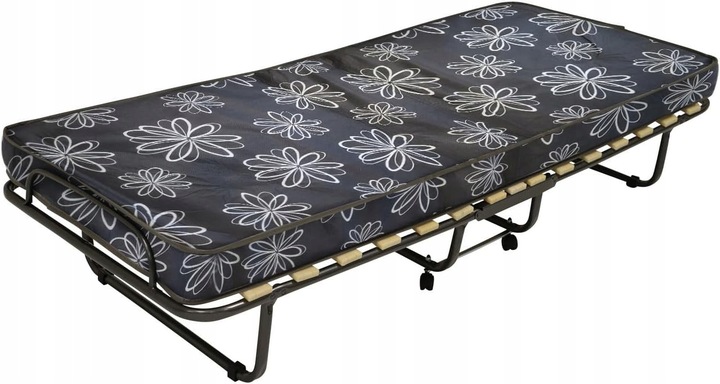 Folding Guest/Camp Bed with Mattress and Casters 80×190 cm – Gray