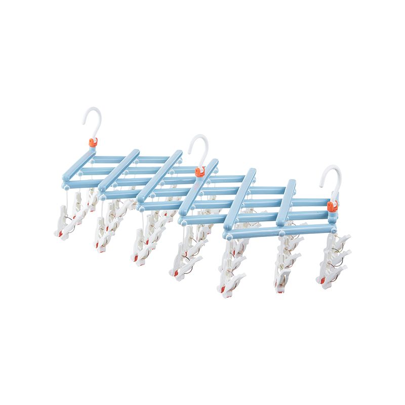 Praktischer klappbarer Kleiderbügel mit Clips, 29 Clips, hellblau
