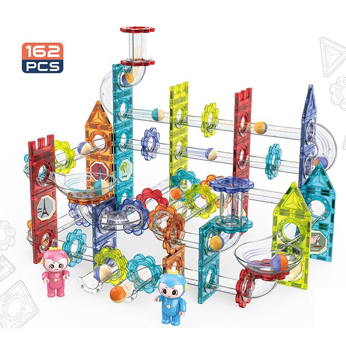 Magnetische Bausteine - Schienen - Set mit 162 Teilen