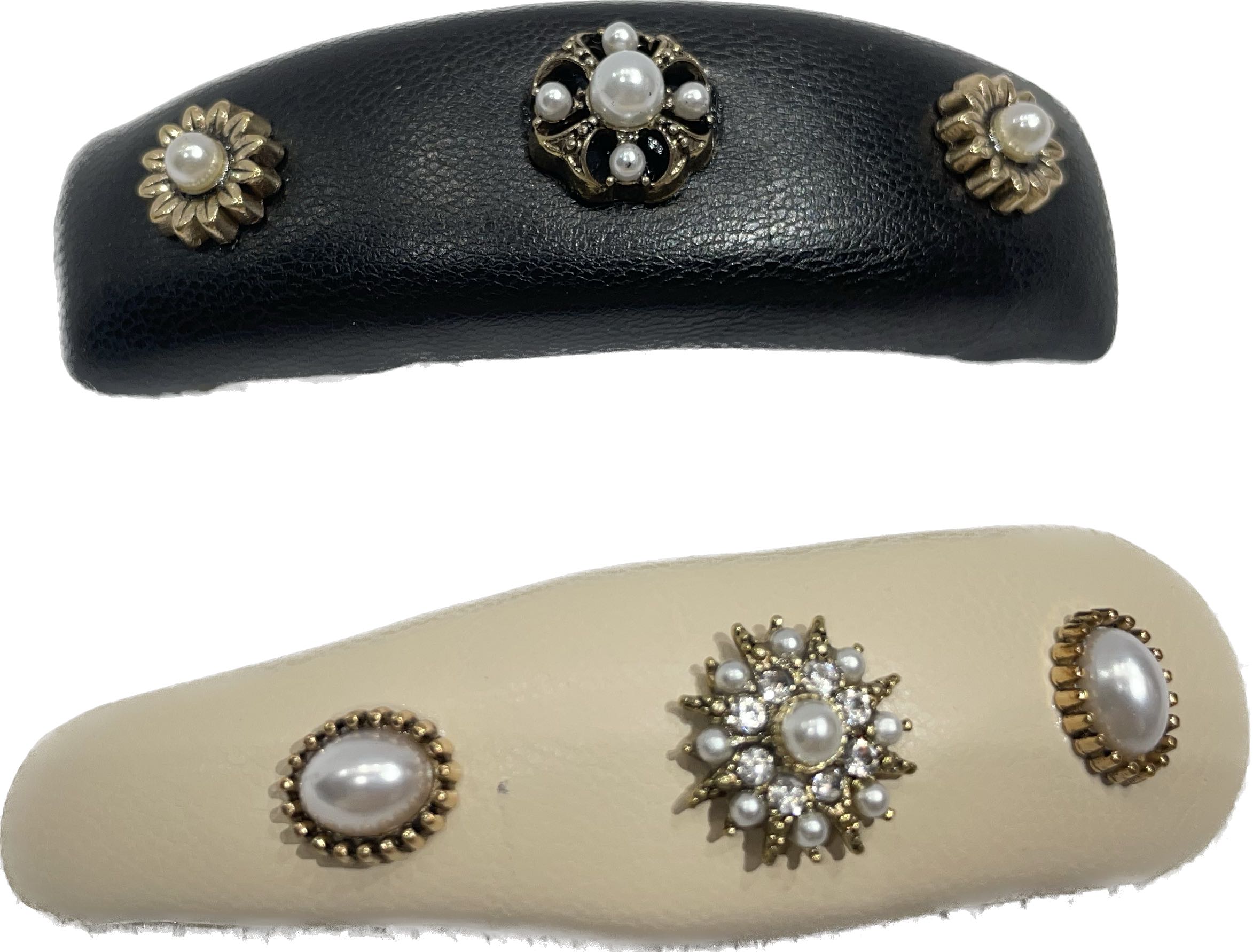 Haarspangen 2 Stk. – schwarz und beige