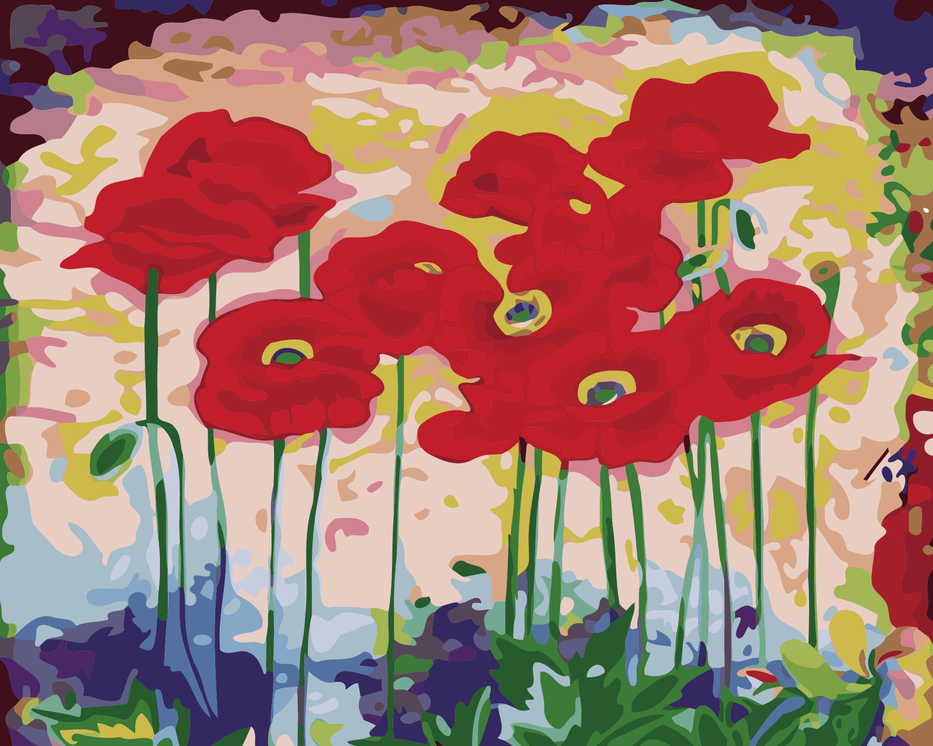 Malen nach Zahlen - Mohnblumen 60x75