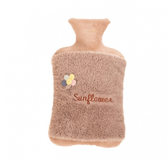 Plüsch-Wärmflasche, Wärmflasche im Pullover 2L - schmutziges Rosa, Sonnenblume