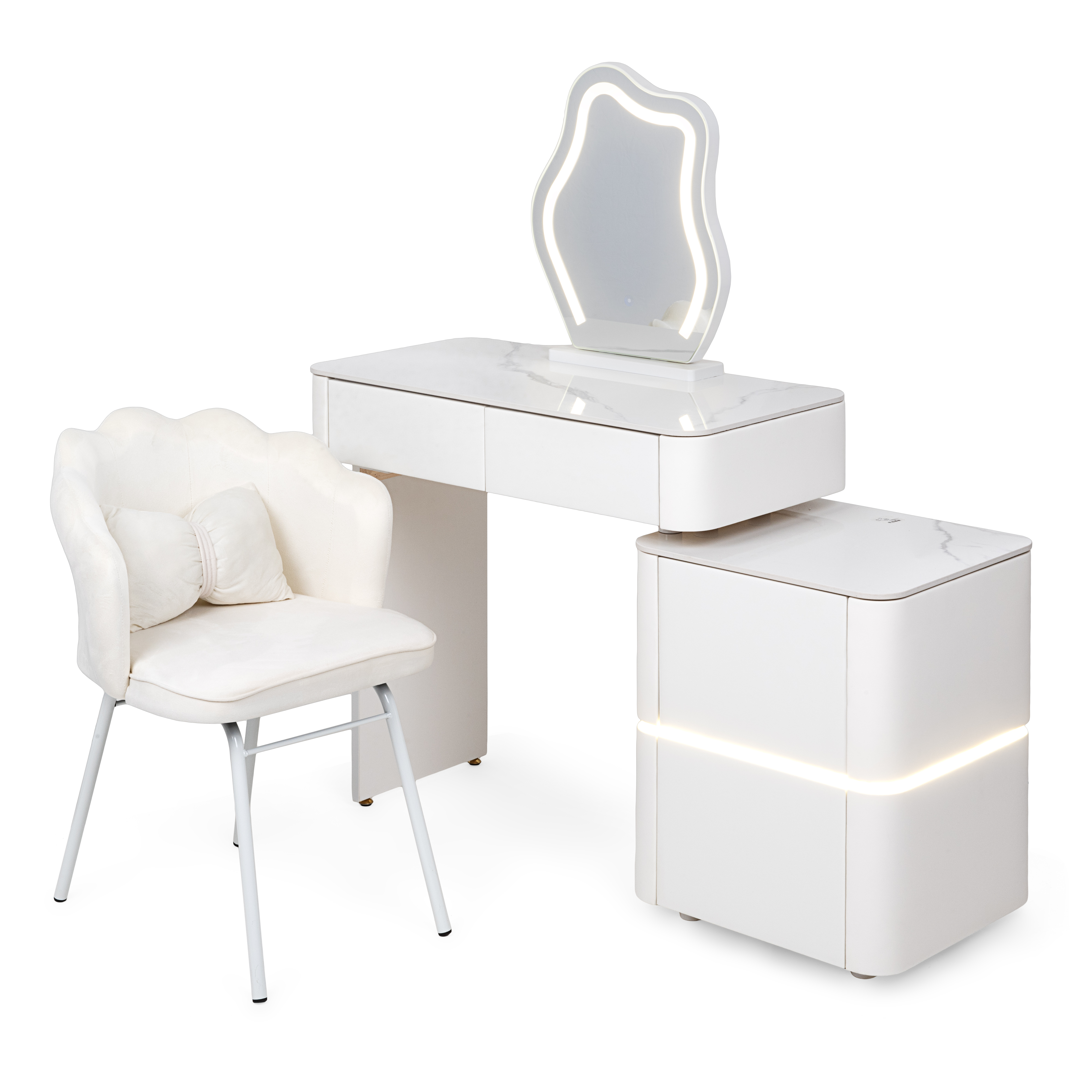 LED Dressing Table Lilia – White – 80 cm Top