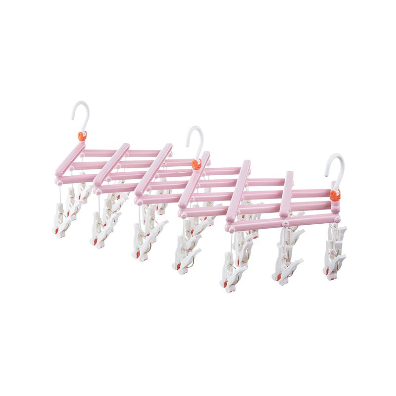 Praktischer klappbarer Kleiderbügel mit Clips, 29 Clips, pink