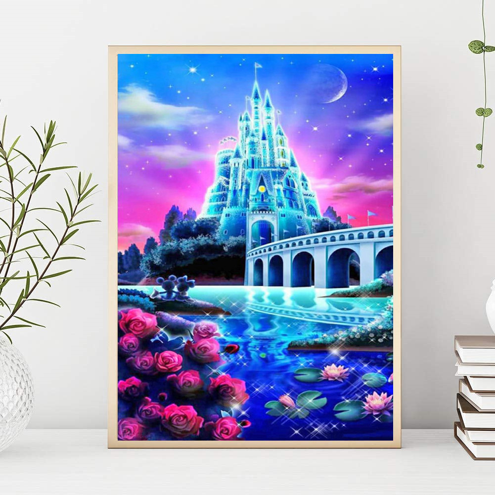 Diamantstickerei / 5D Bild / Diamantmosaik / Diamantmalerei - Traum-Schloss, Größe 40x50 cm
