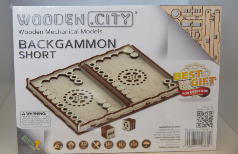 Wooden Puzzle 3D - Game Backgammon Short made of Wood