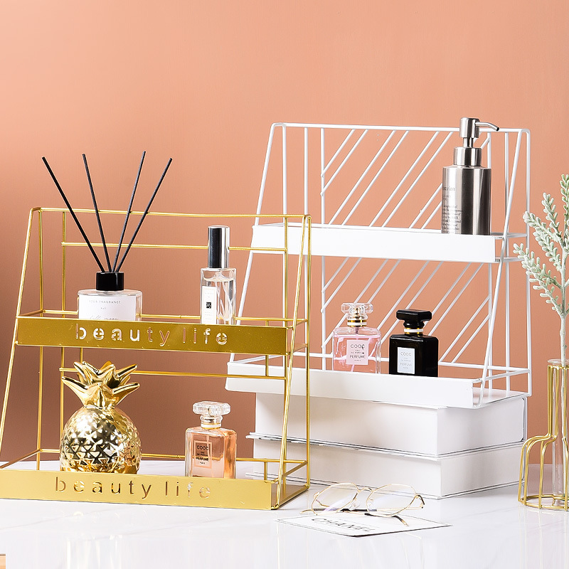 BEAUTY LIFE zweistufiges Regal für Kosmetik - gold
