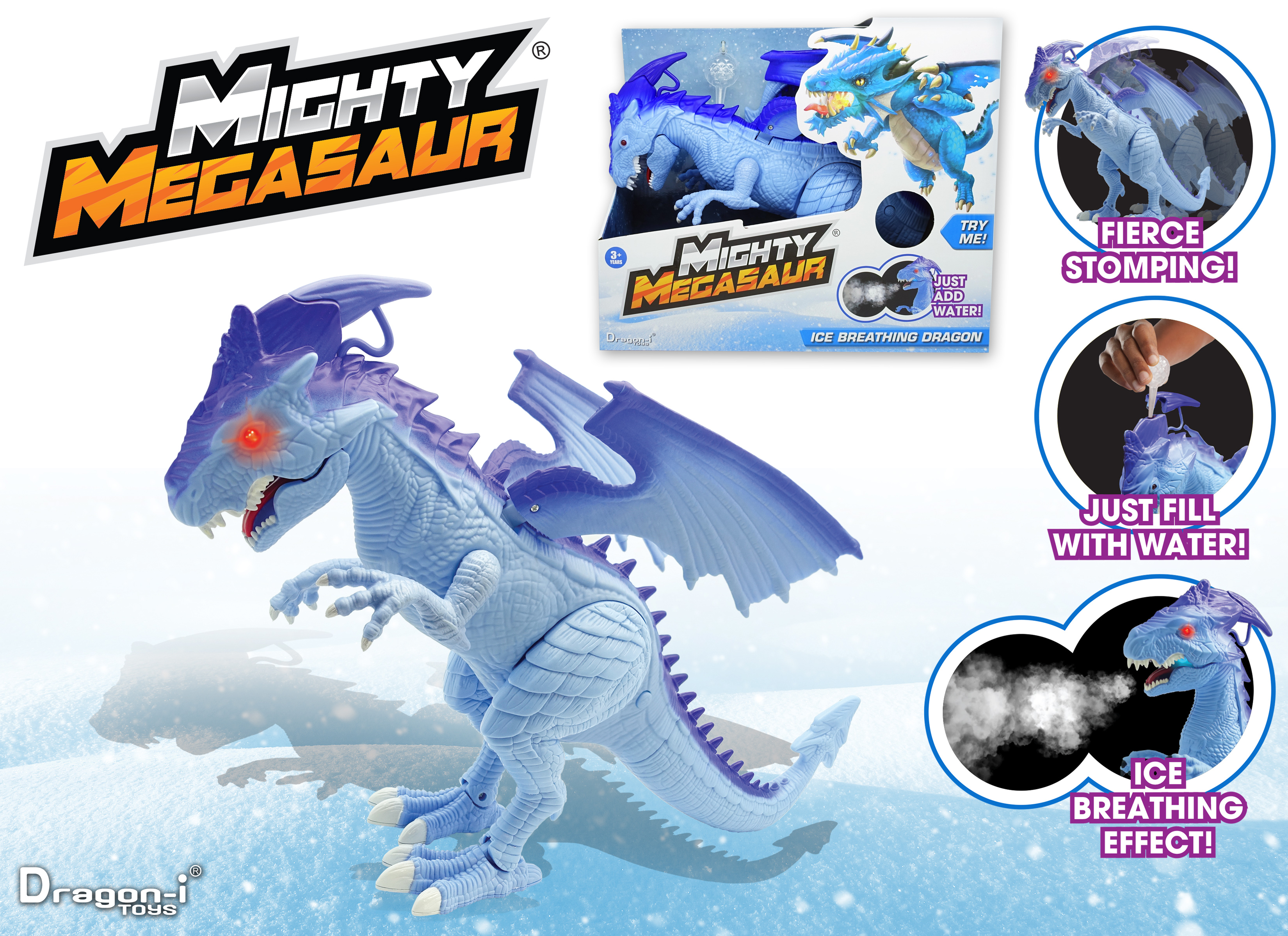 Mighty Megasaur batteriebetriebener, eisatmender, laufender Drache