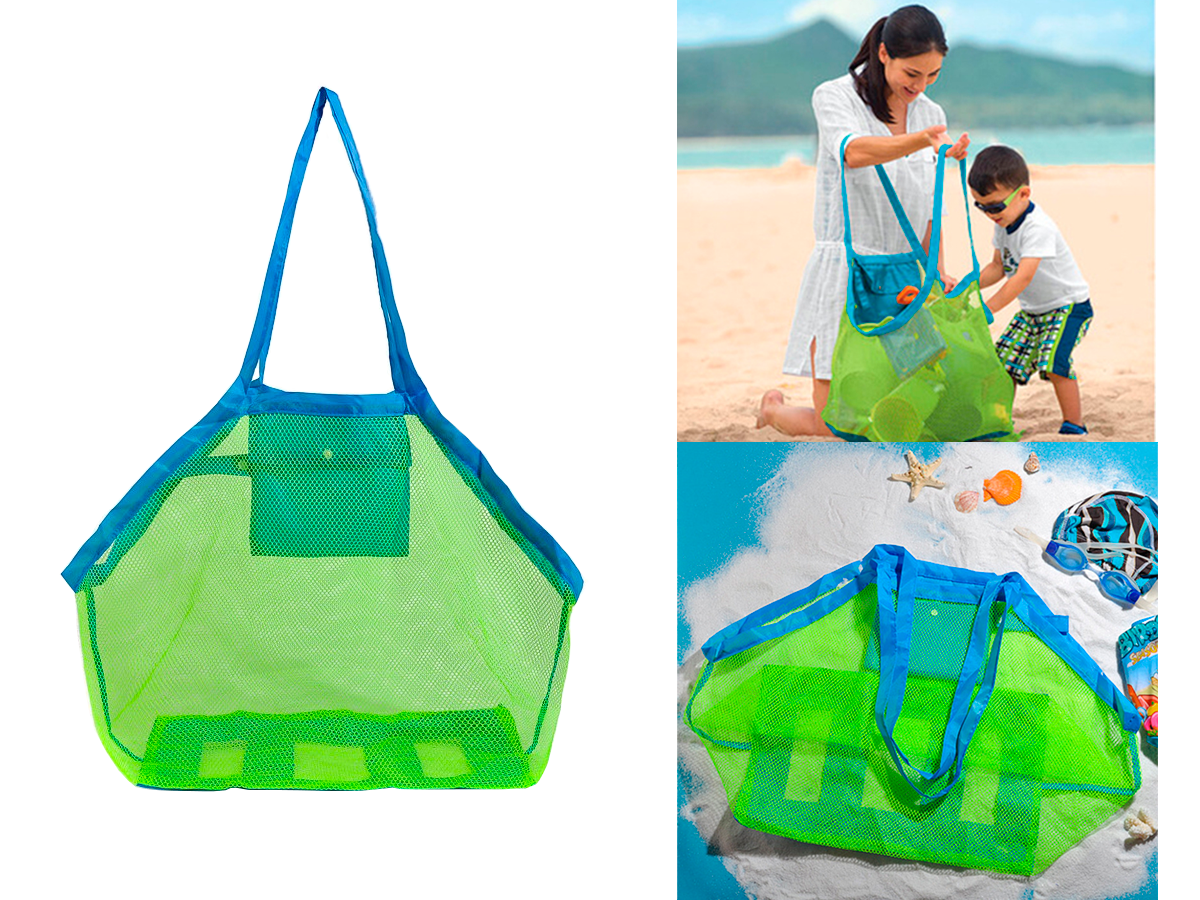 Strandtasche Strandnetz für Spielzeug - blau