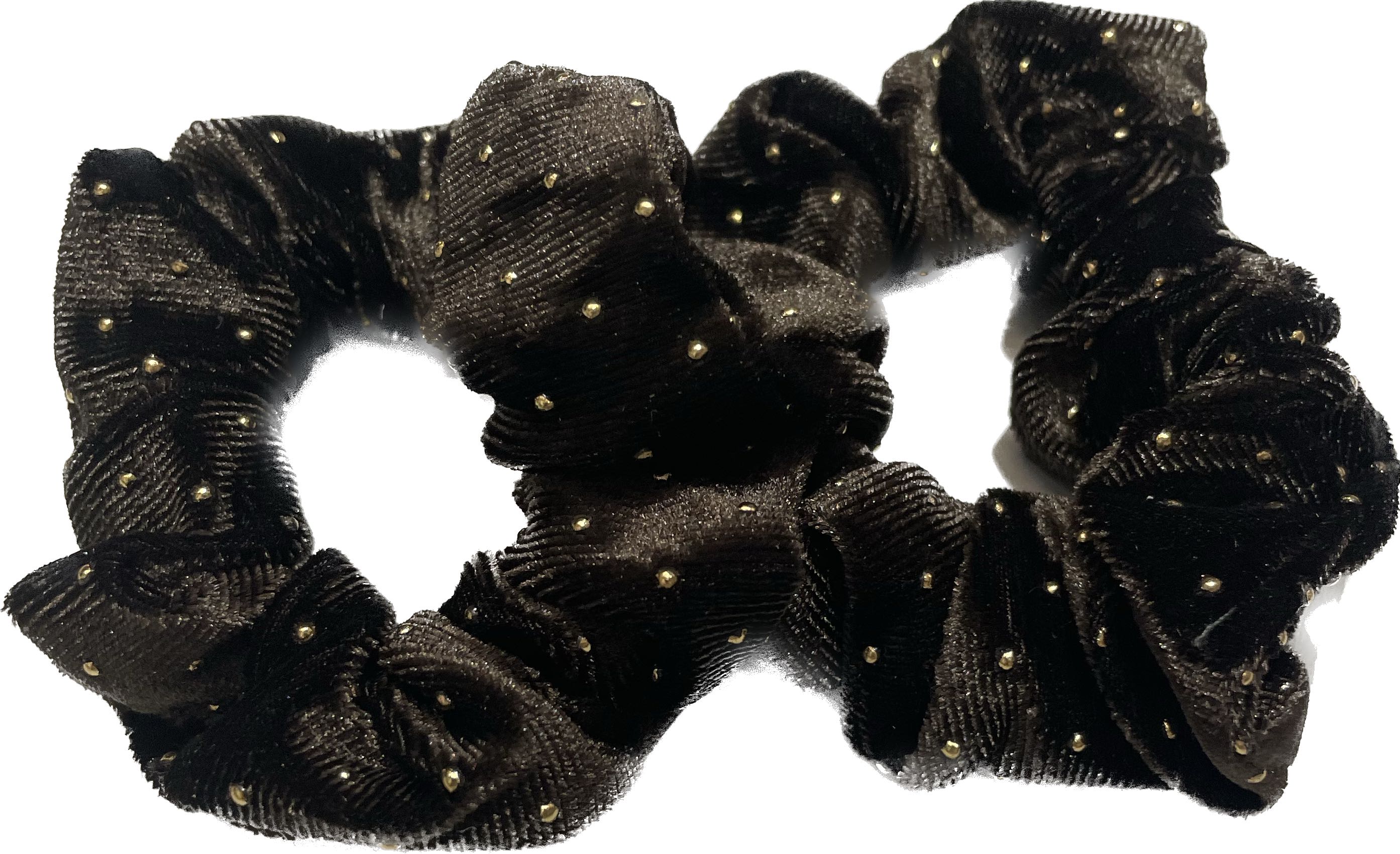 Velours-Haargummi BLING 2 Stk. - mit goldenen Strasssteinen, braun