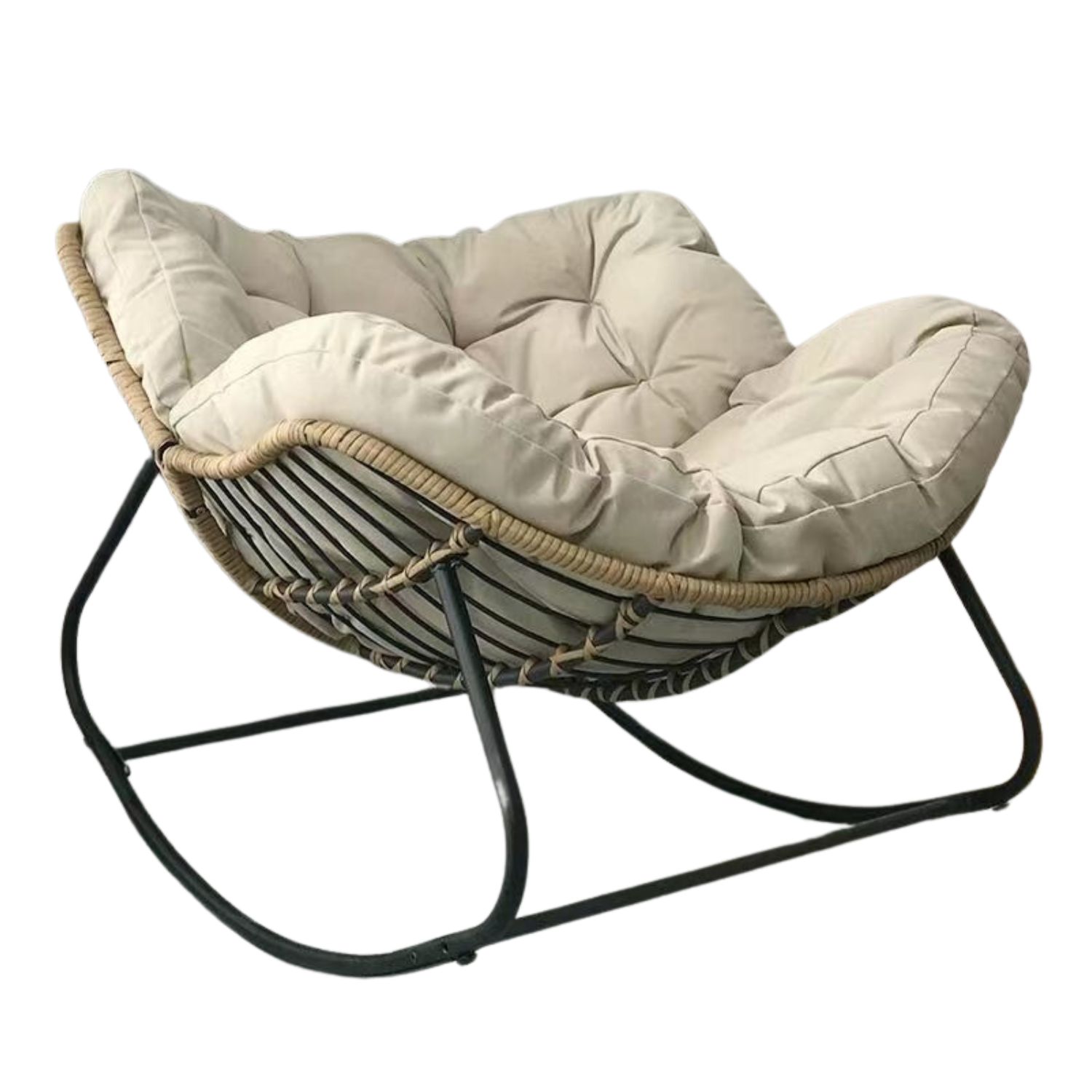Moderner skandinavischer beiger Schaukelstuhl Cocoon