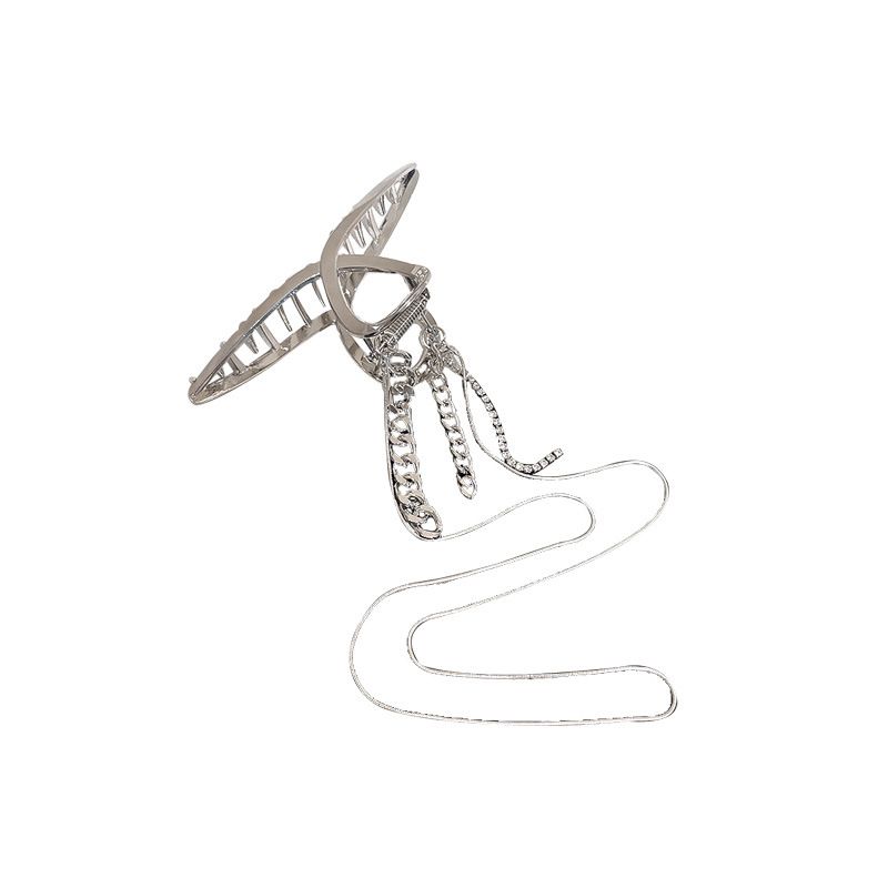 Dekorativer Haarnadel, Haarspange - silber, mit Kette