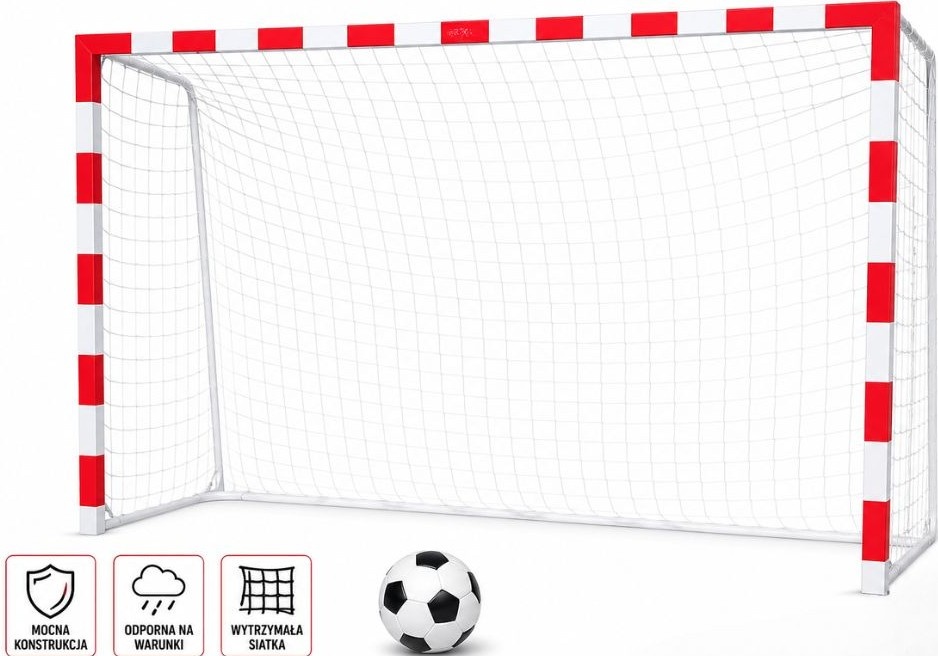 Pro Fußballtor mit Netz 300x200 cm - Rot und Weiß