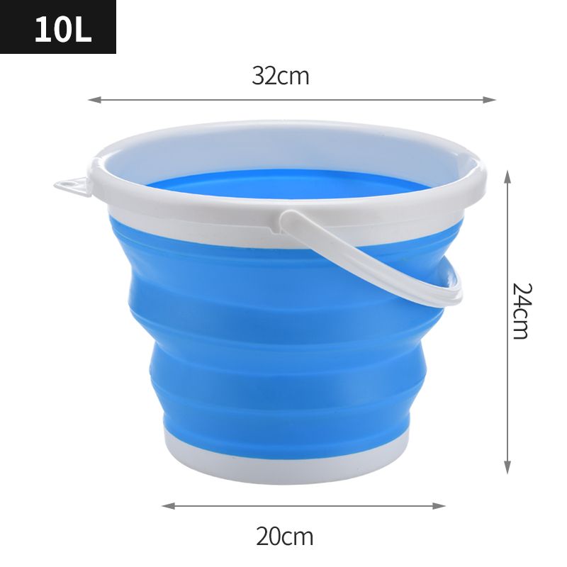 Silikoneimer 10L faltbar - blau und weiß
