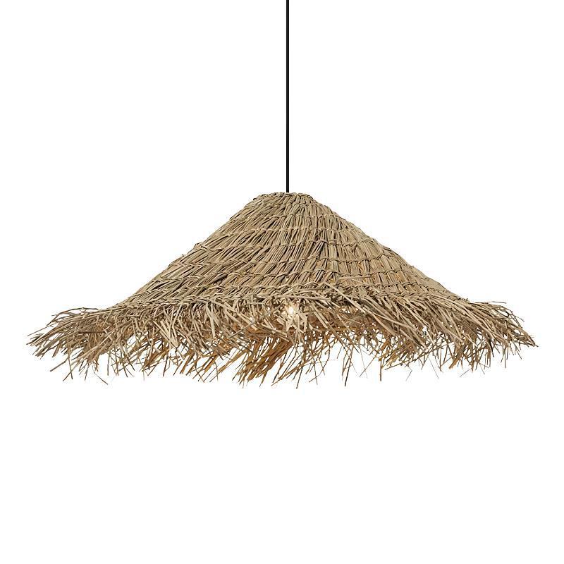 Natur Rattan Kronleuchter in Form eines Strohhuts - 40 cm