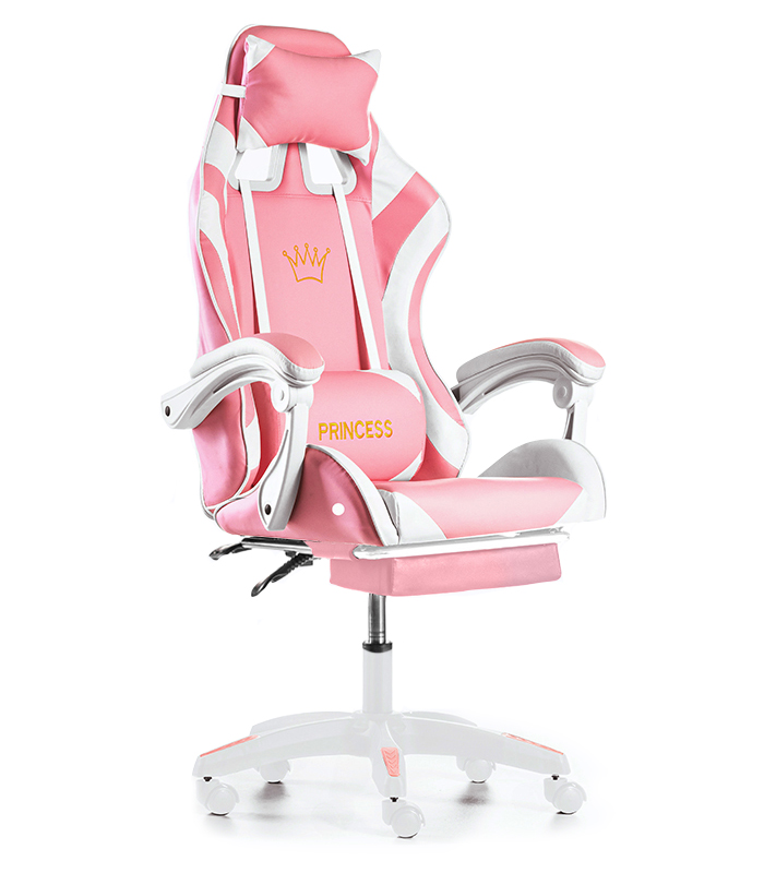 Gaming-Stuhl mit Fußstütze Pink Verstellbar + Massagekissen