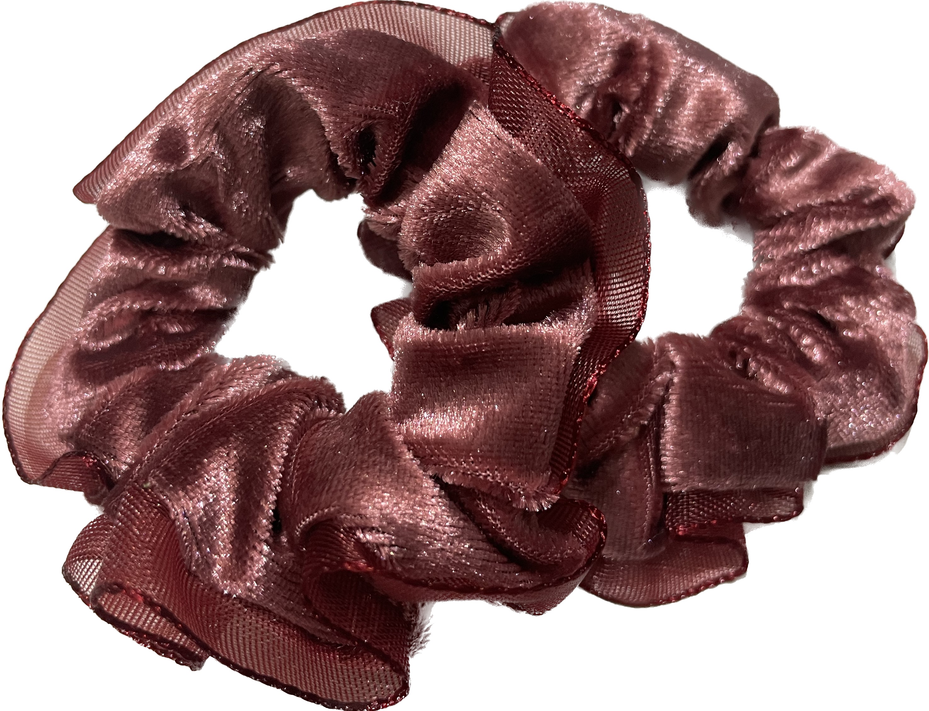 Velours-Haargummi BLING 2 Stk. - mit Spitze, schmutziges Rosa