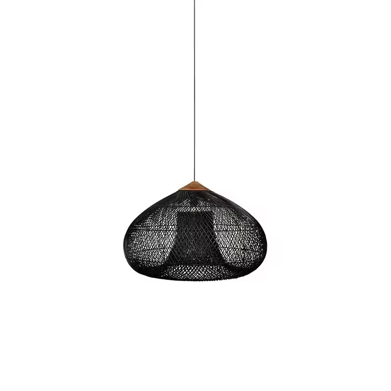 Deckenpendelleuchte aus natürlichem Rattan - 50 cm - Schwarz