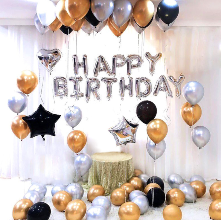 Set Geburtstagsballons - Silber - Gold