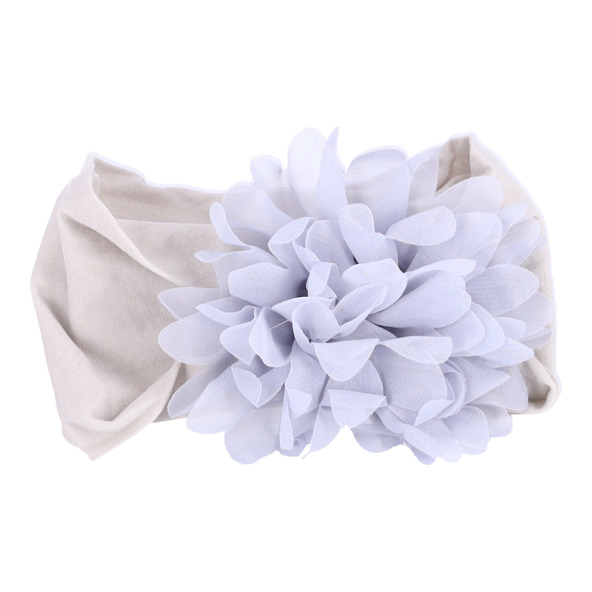 Baby-Stirnband mit Blume - grau, breit