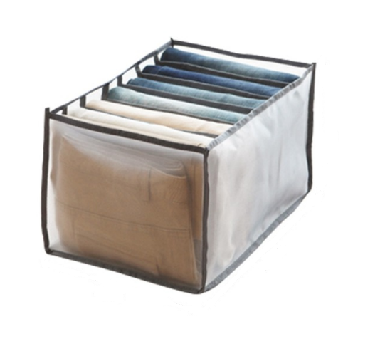 Kleiderschrank-Organizer 7 Taschen für Jeans - weiß