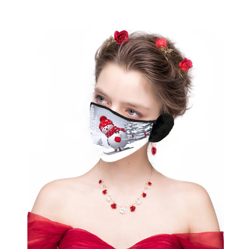 Weihnachtsmaske / Gesichtsmaske mit Ohrenschützern - Schneemann II