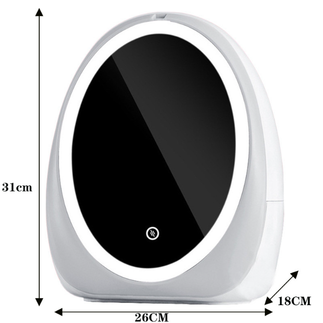 Cosmetics organizer with LED mirror / LED makeup mirror 2-in-1 - pink