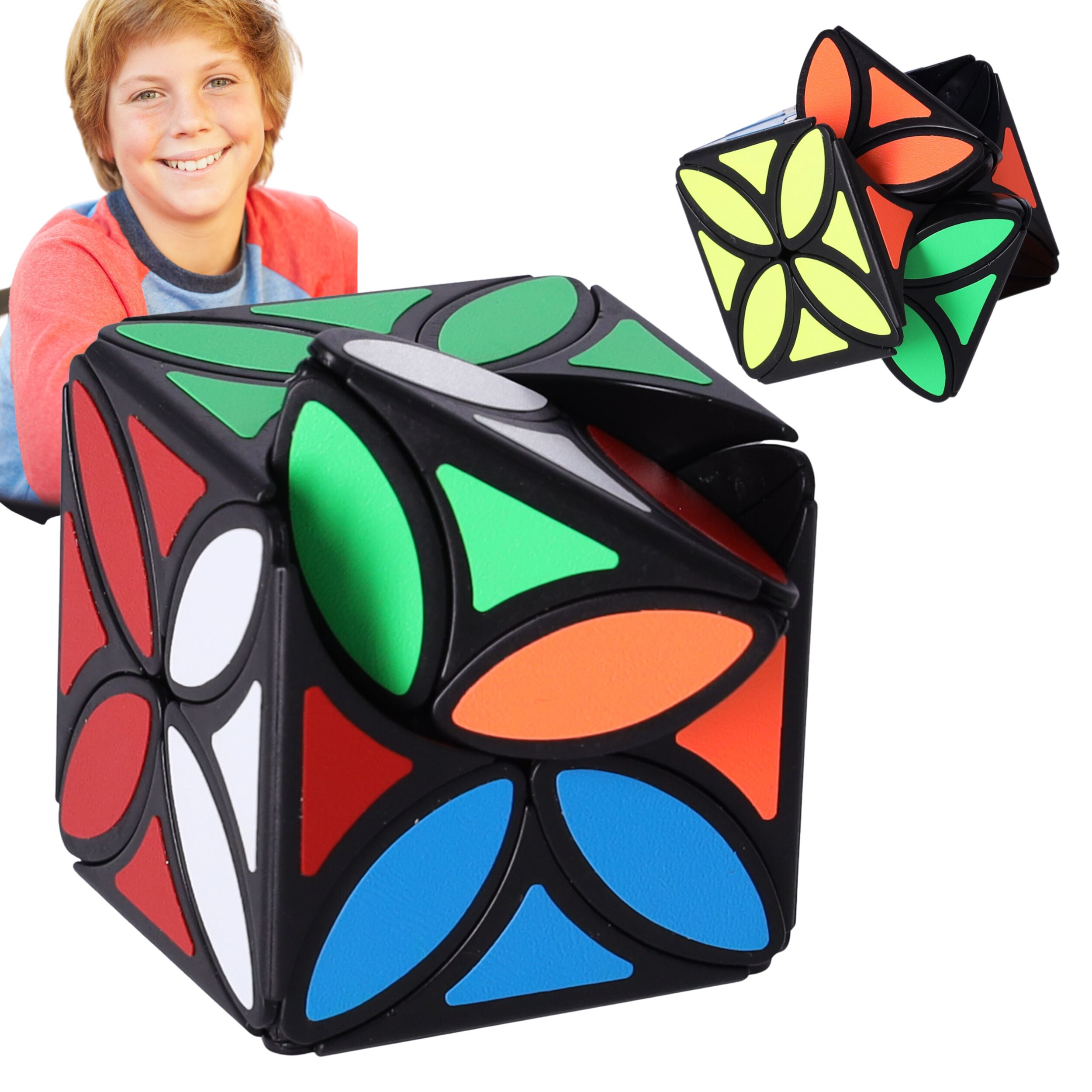 Moderner Puzzlewürfel, Logikwürfel, Rubik's Cube - Blatt Kleeblatt, Typ III