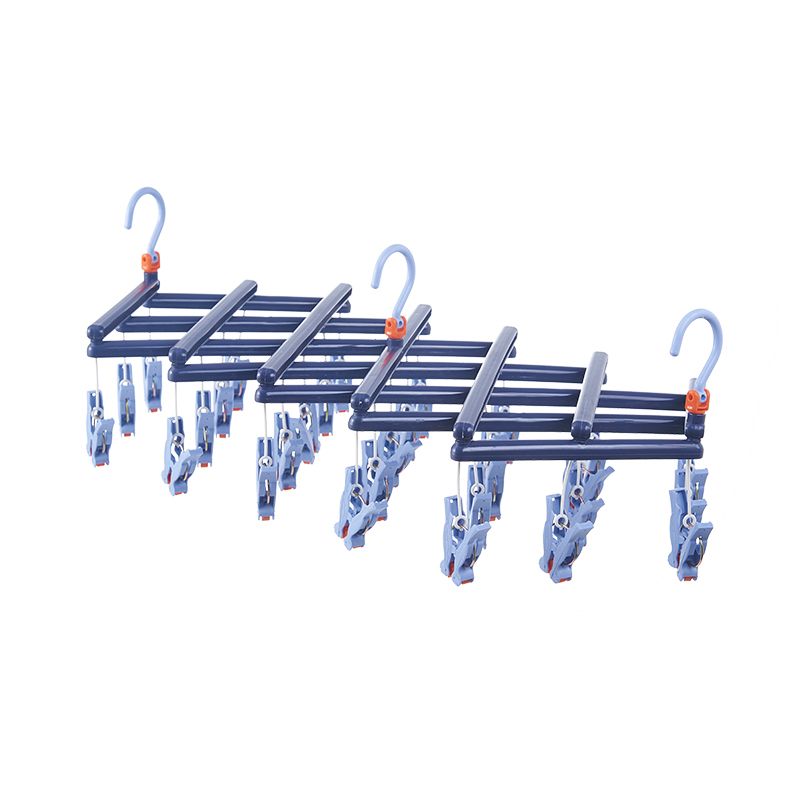 Praktischer klappbarer Kleiderbügel mit Clips, 29 Clips, dunkelblau