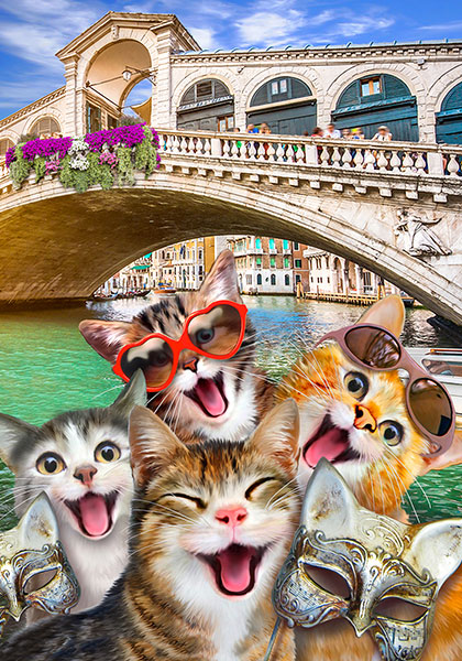 Holzpuzzle mit Figuren - Katzen in Venedig S 75 Teile