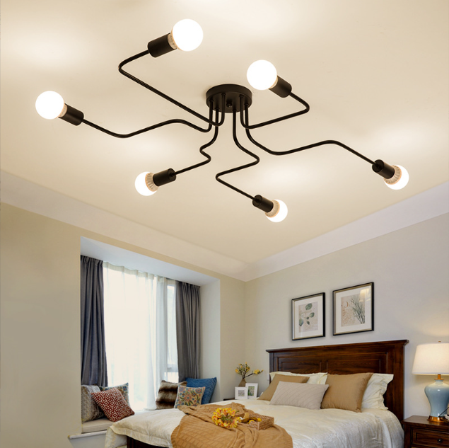Moderne Deckenlampe / Industrie-Kronleuchter - schwarz, 6-armig