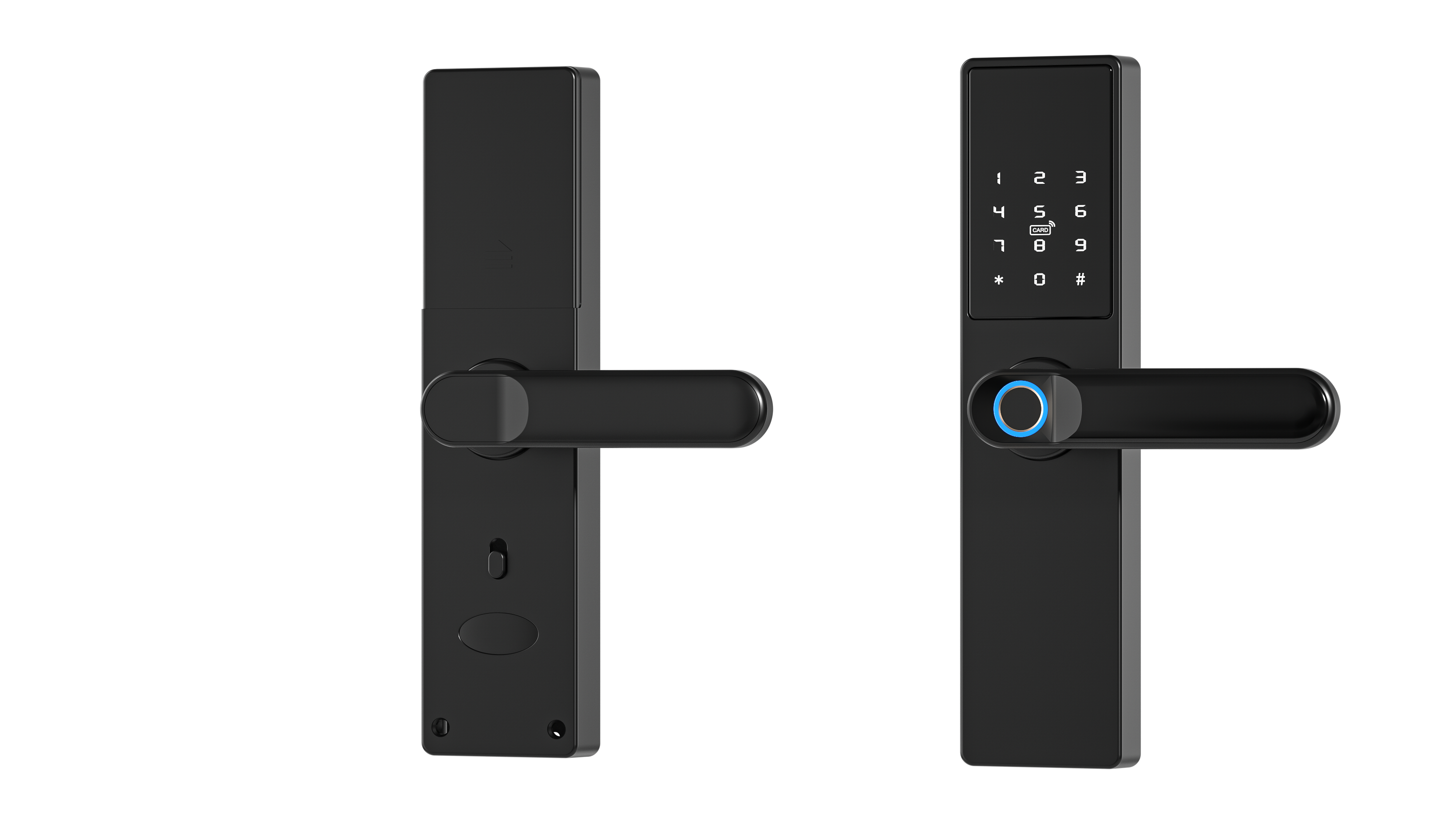 Tuya Smart Türgriff, Elektronisches Türschloss für Fingerabdruck, Code, Wi-Fi, RFID - schwarz