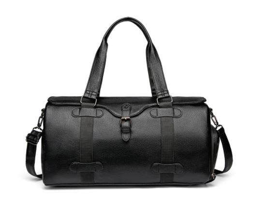 Premium Leder Tasche für Reisen und Fitness – Schwarze Farbe