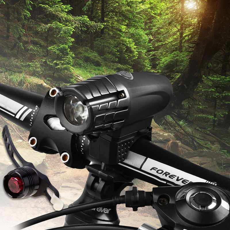 Fahrradlampe mit USB + rotes Rücklicht