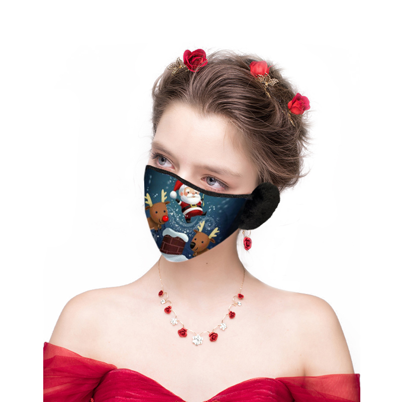 Weihnachtsmaske / Gesichtsmaske mit Ohrenschützern - Rentier