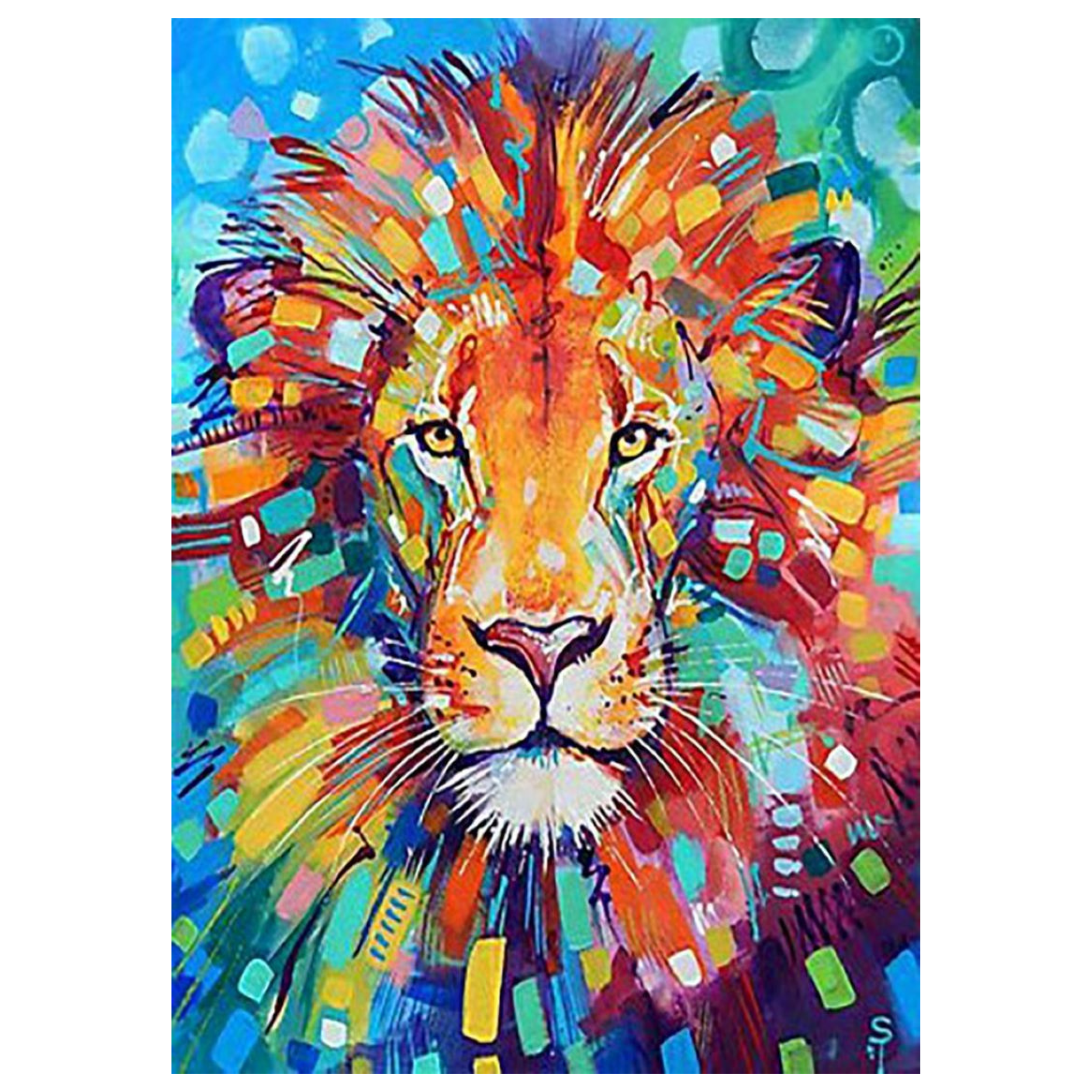 Diamantstickerei / 5D Malerei / Diamantmosaik / Diamantmalerei - bunter Löwe, Größe 40x50 cm