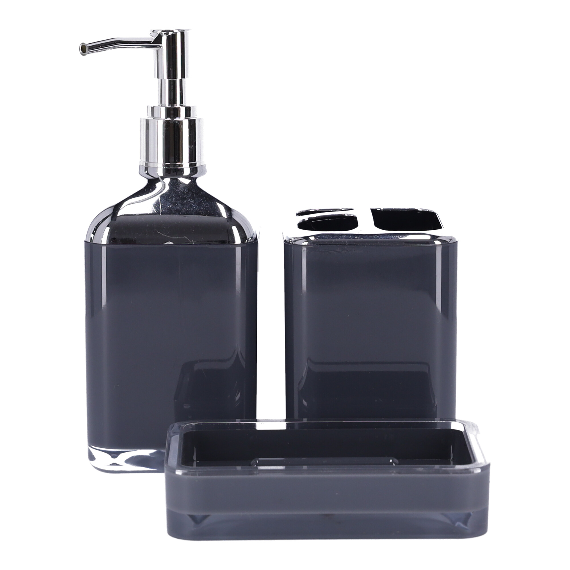 Badezimmerzubehör Set mit 3 Teilen BERRETTI, anthrazit + chrom