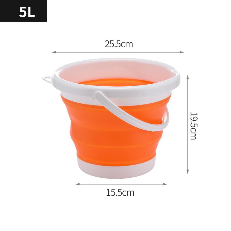 Silikoneimer 5L faltbar - orange und weiß