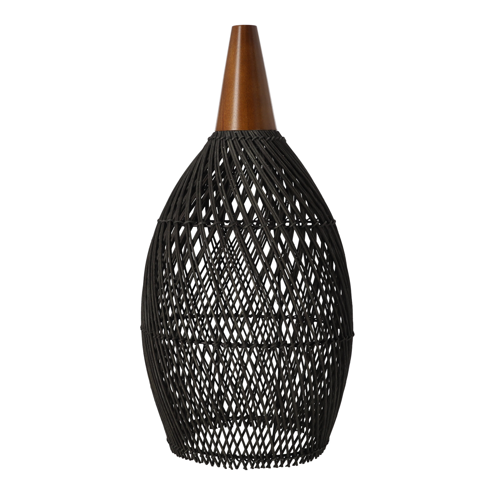 Rustikale Rattan-Hängeleuchte - 25cm (Schwarze Farbe)