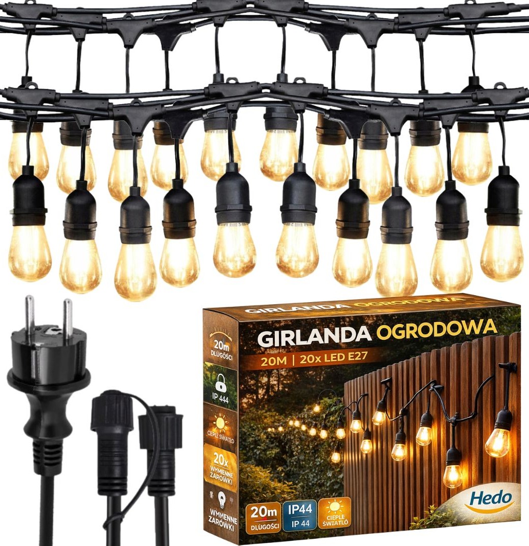 Gartenlichterkette 20M 20X Netz-LED-Glühbirne wasserdicht