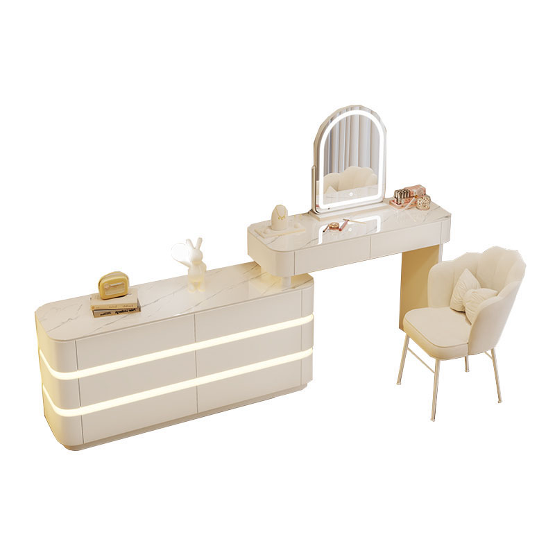 LED Schminktisch Olga – Weiß – 80 cm Tischplatte
