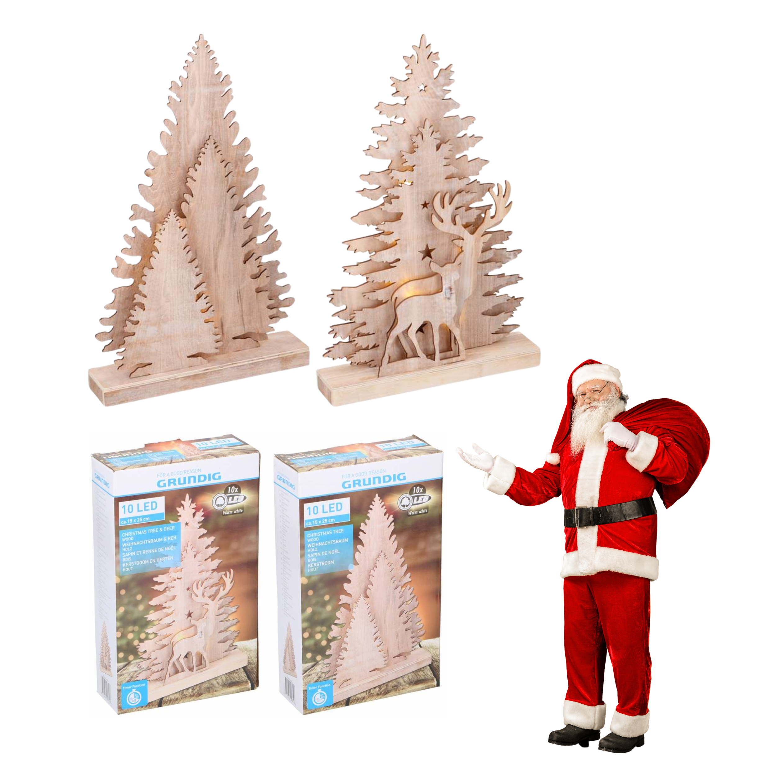 Weihnachtsbaum 25 cm, 10 LED-Lichter