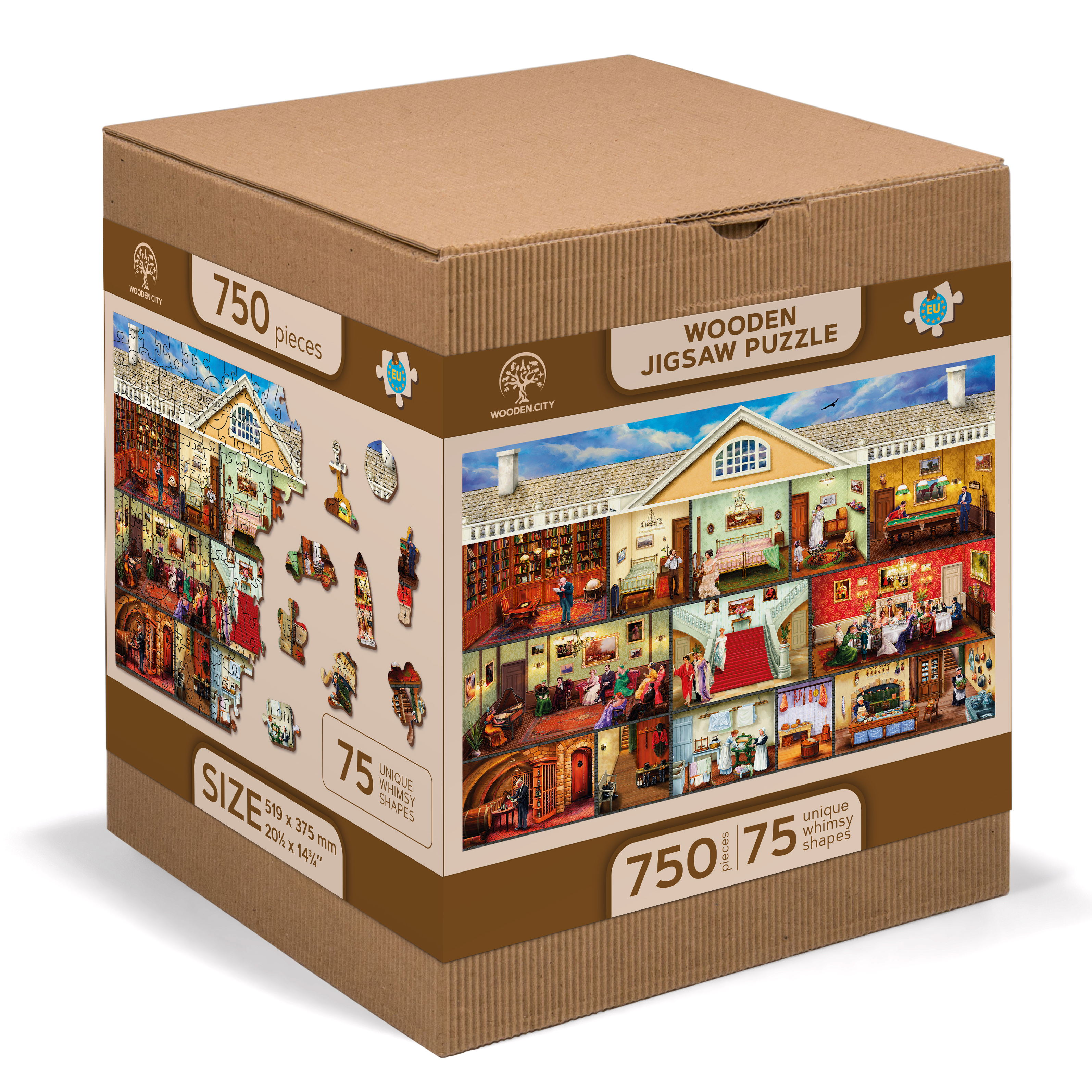 Holzpuzzle mit Figuren - Viktorianische Residenz