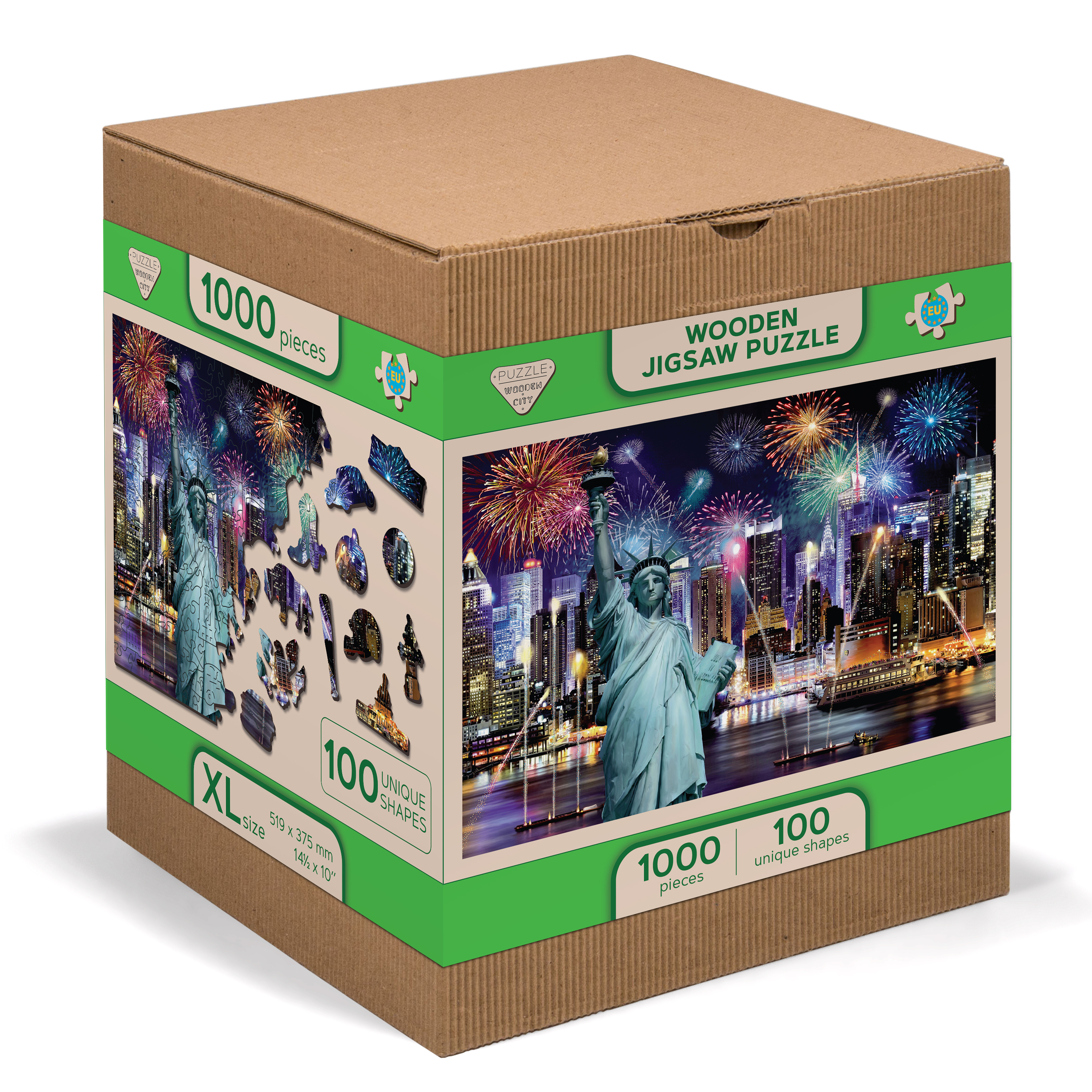 Holzpuzzle mit Figuren - New York City bei Nacht Größe XL, 1000 Teile