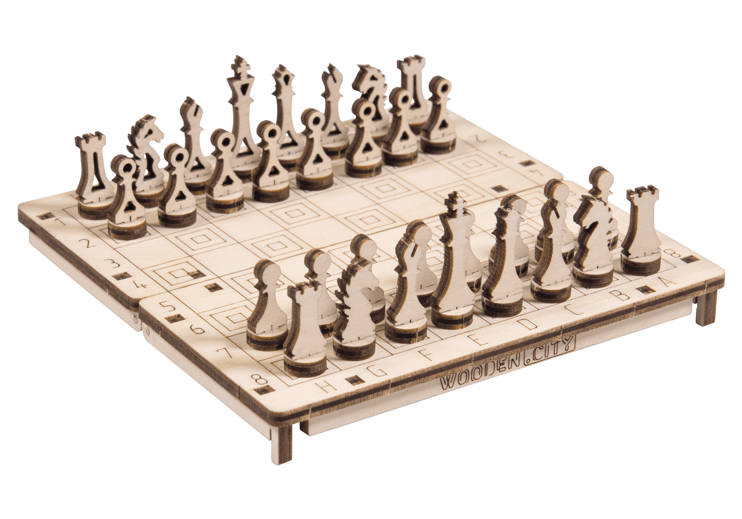 Holz 3D Puzzle - Spiel von Schach und Dame 2in1 aus Holz