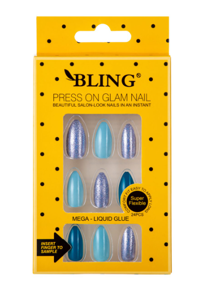Künstliche Nägel, Tipsy BLING - glamour, Typ V