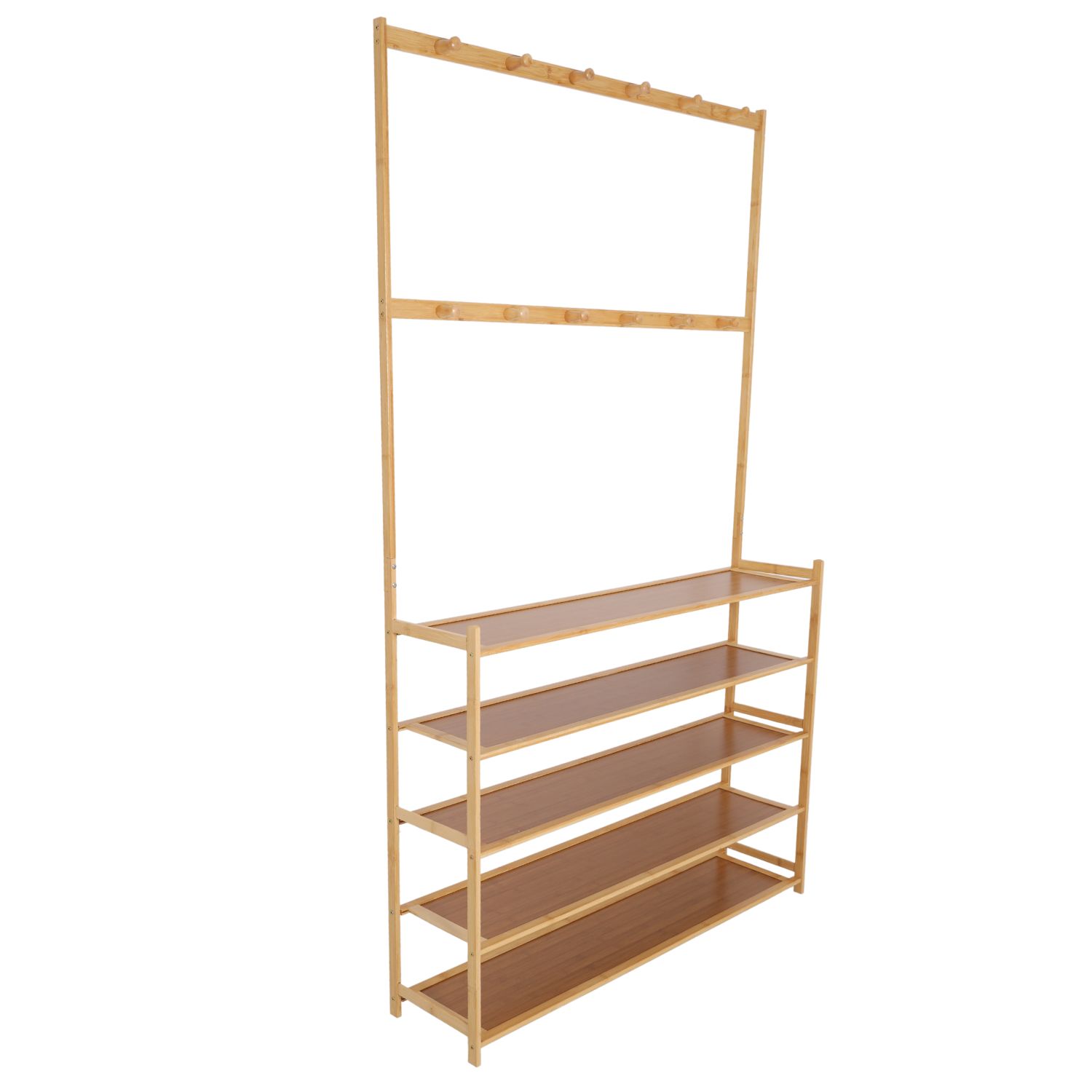 Schuhschrank 5-stöckig mit Kleiderbügel, 100 cm Länge